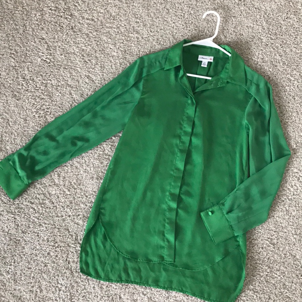Green button-down blouse